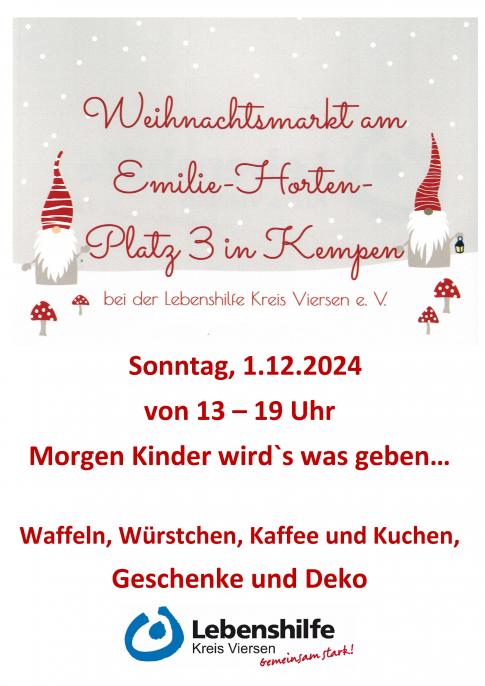 Weihnachtsmarkt am 1. Dezember in Kempen