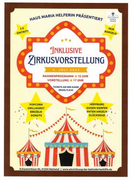 Plakat der Zirkusvorstellung mit allen Informationen
