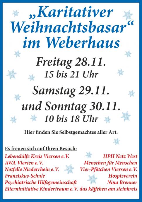 Karitativer Weihnachtsbasar vom 28.11. bis 30.114