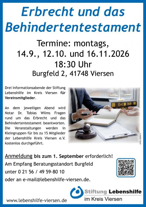 Informationsabend der Stiftung zum Erbrecht und Behindertentestament