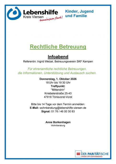 Flyer rechtliche Betreuung Infoabend