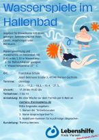 Das Plakat Wasserspiele im Hallenbad als PDF zum Herunterladen und Ausdrucken